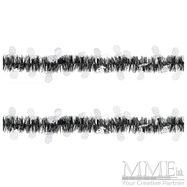 Black Tinsel Garland with Skull Cutouts